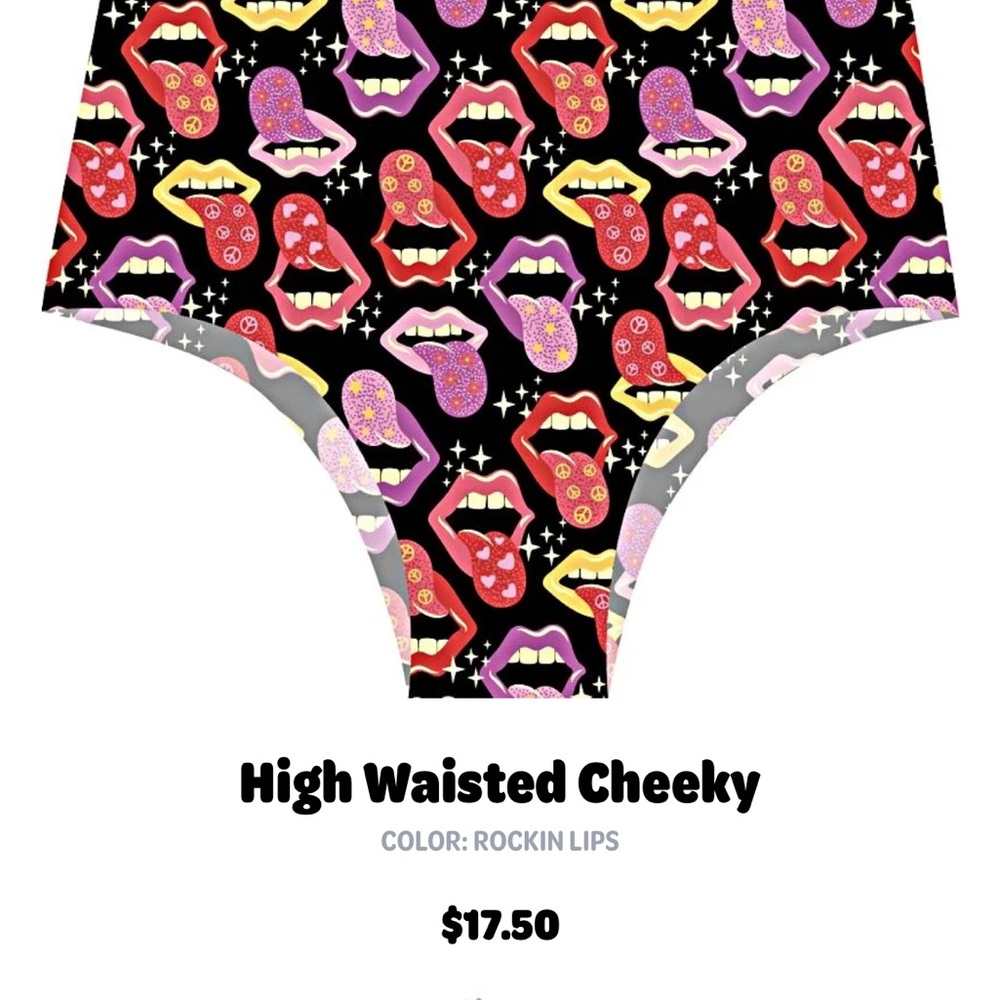 Cheek Boss Rockin Lips High Waisted Cheeky Bottoms medium NWT